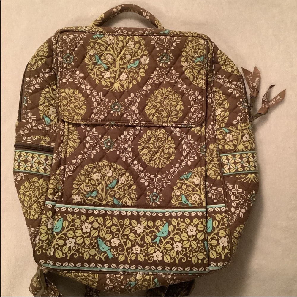 Vera Bradley Brown, Turquoise & Lime Quilted Backpack